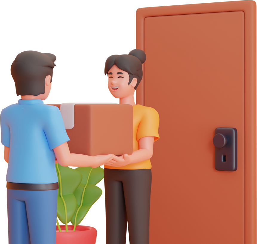 Receiving Package 3D Illustration